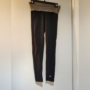 PINK Victoria's Secret Fold Over Black Leggings